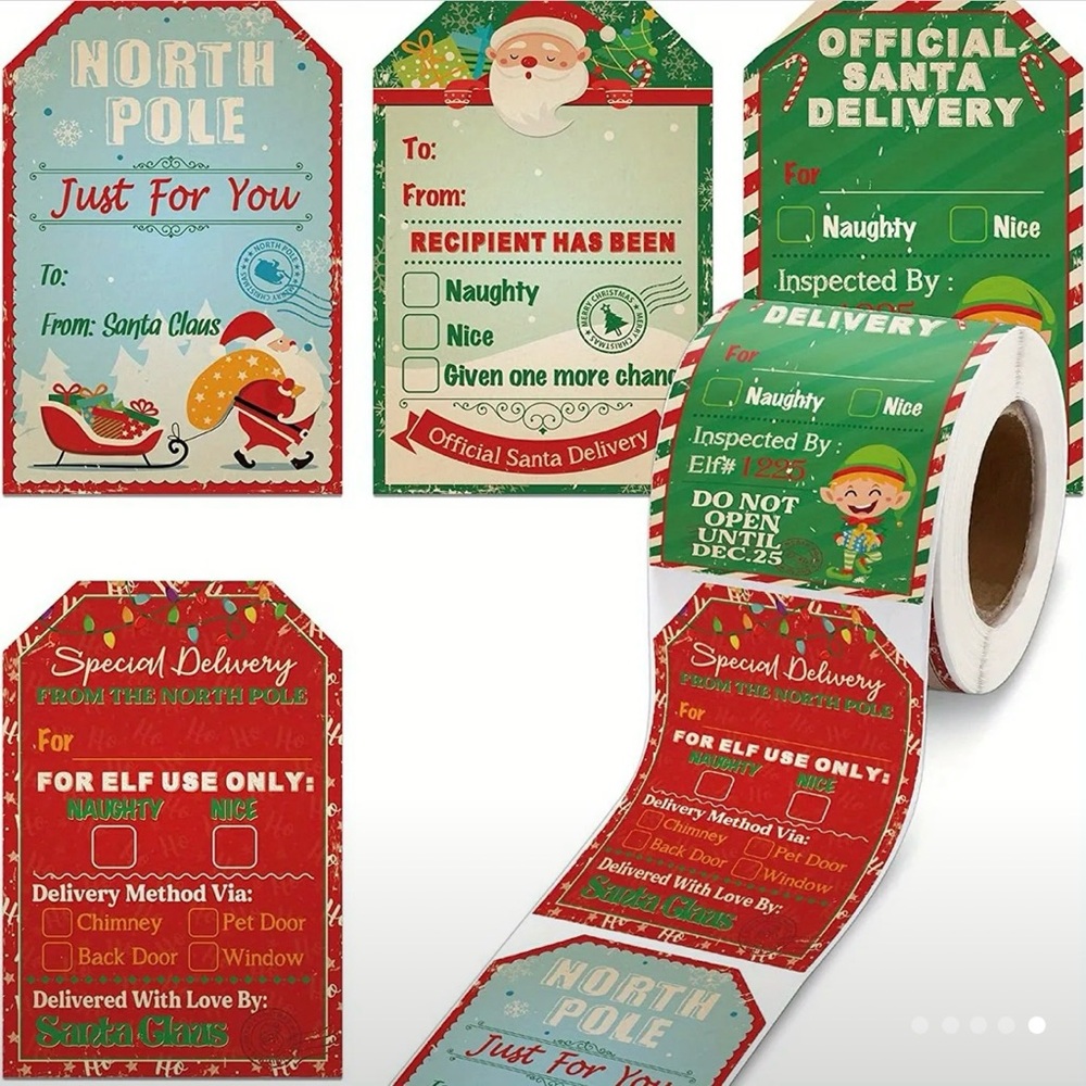 Roll of 200 Large Christmas Special Delivery from North Pole Sticker Tags - Picture 4 of 5
